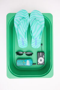 Womensecret Chanclas con estampado de logo verde estampado