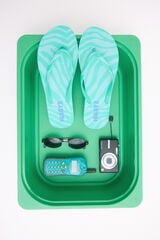 Womensecret Chanclas con estampado de logo verde estampado
