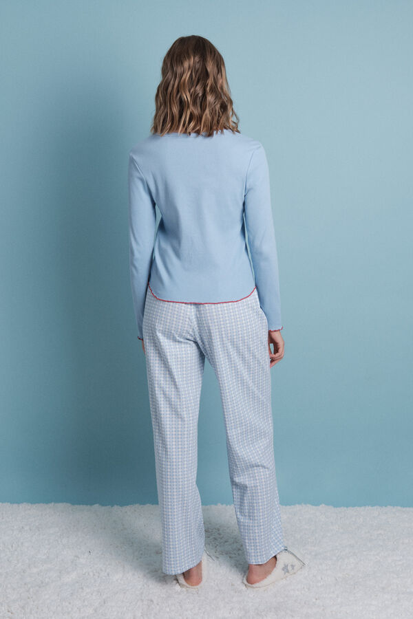HI&BYE Pijama larga con cuadros vichy azules  azul