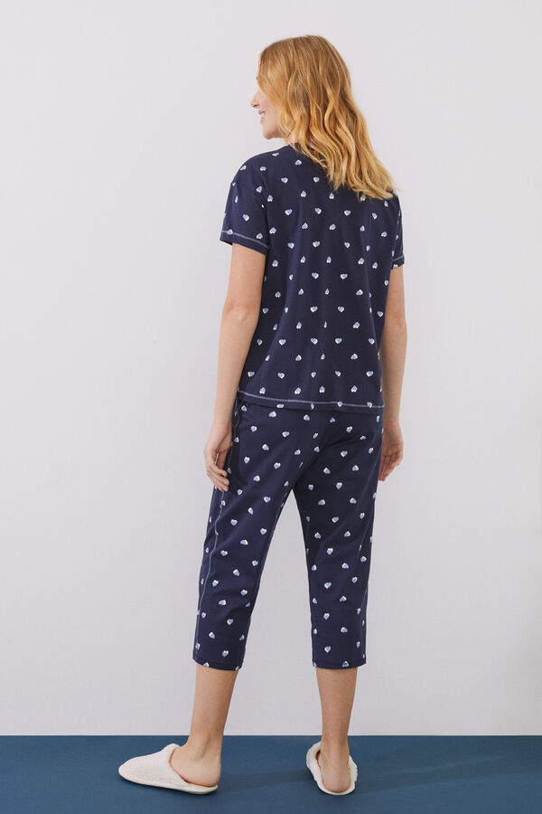 Womensecret Pijama 100% algodón azul oscuro Capri estampado