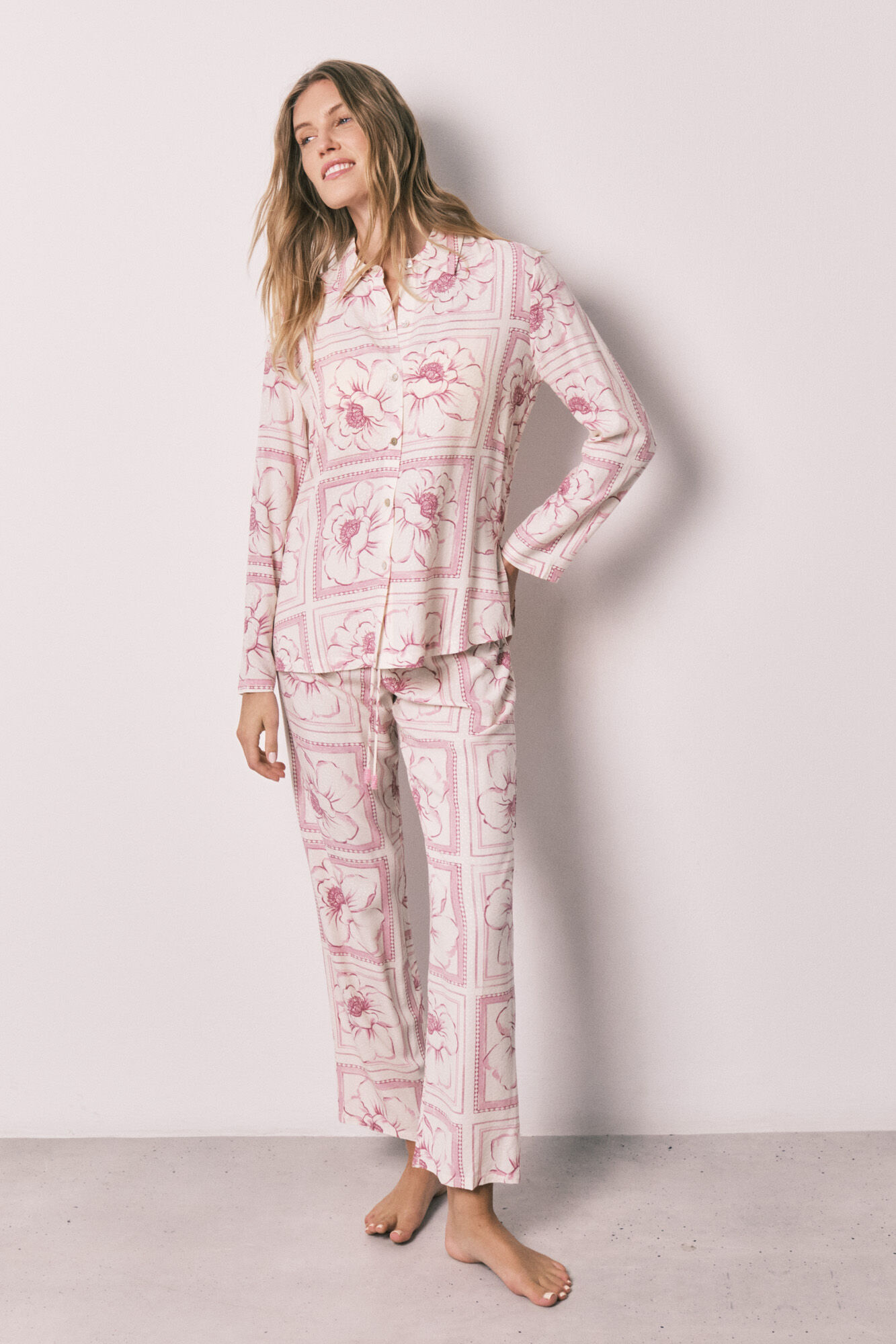 Women'secret Pijama larga camisera de flores