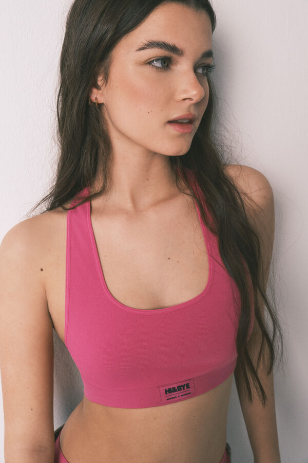 HI&BYE Brasier deportivo sin costura rosa fucsia