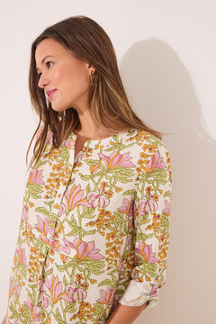 Womensecret Playera de dormir de viscosa con estampado de flores blanco