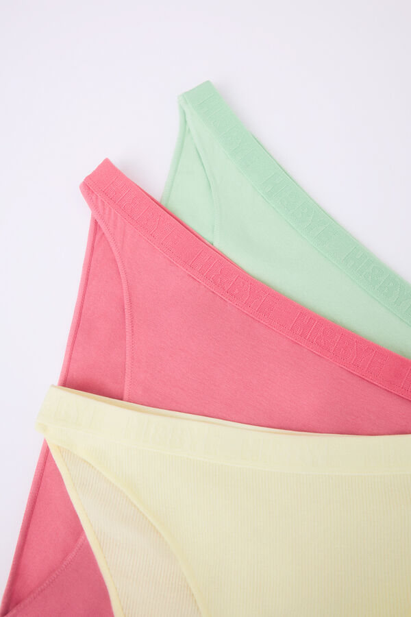 Womensecret Pack 3 bragas clásicas rosa, amarillo, verde blanco
