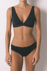 Women'secret Panty brasile&ntilde;o de microfibra y encaje negro negro