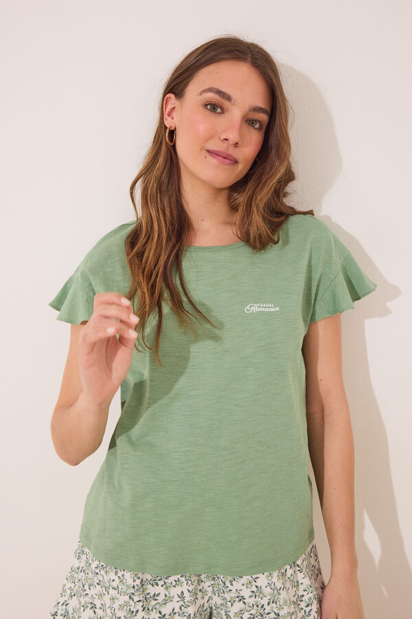 Womensecret Pijama corta verde 100% algodón verde