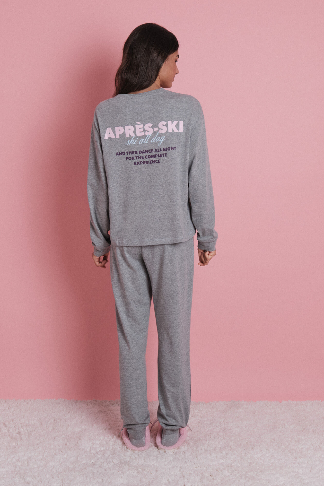 HI&BYE Conjunto largo apr&eacute;s-ski 100 % algod&oacute;n en color gris