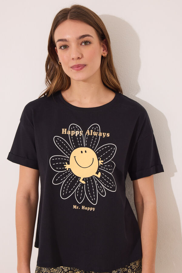 Womensecret Pijama corta de algodón Little Miss Mr. Men  negro