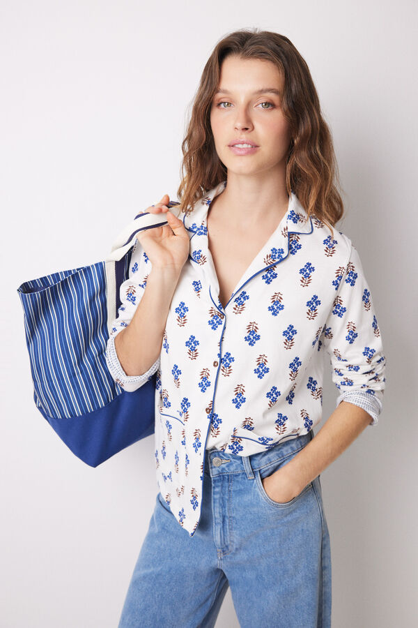 Womensecret Bolsa grande canvas azul marino estampado