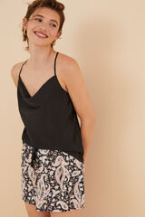 Womensecret Pijama corta satín boho negro negro
