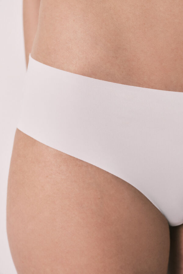 Women'secret Panty culotte sin costuras de microfibra blanca marfil