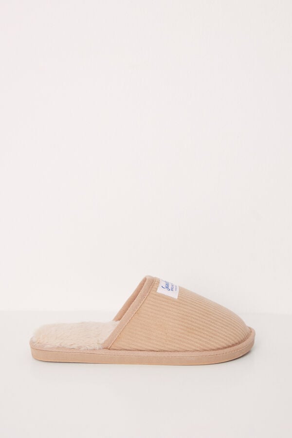 Womensecret Pantuflas casa destalonadas pana beige beige