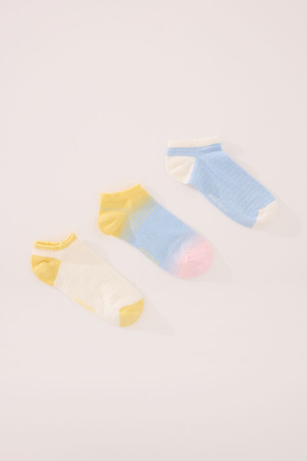 Womensecret Pack de 3 calcetines short con textura multicolor estampado