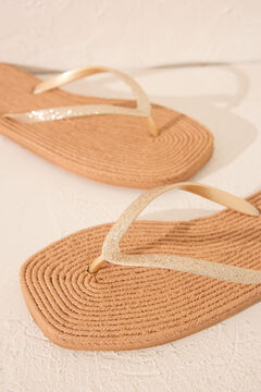 Womensecret Chanclas esparto punta cuadrada café