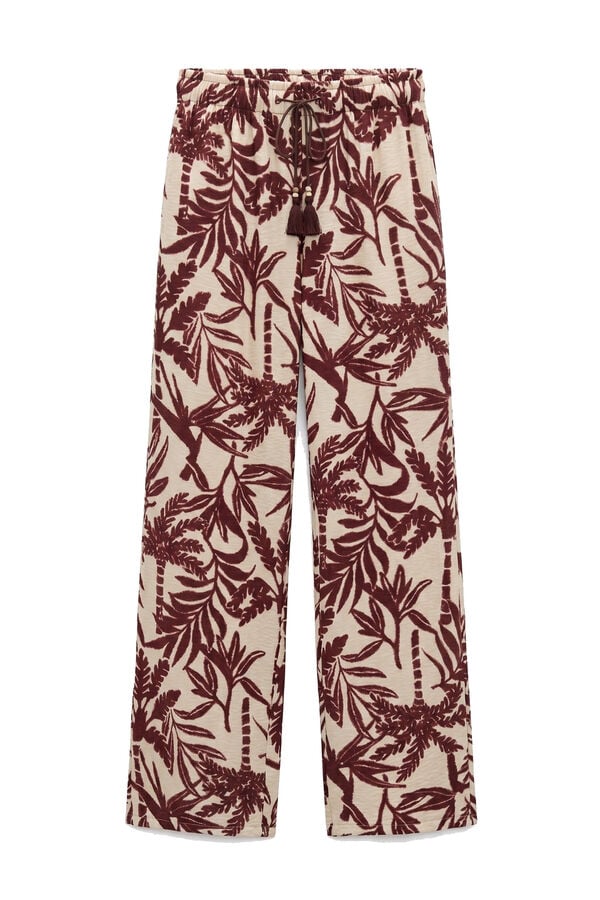 Women'secret Pantal&oacute;n largo estampado granate p&uacute;rpura
