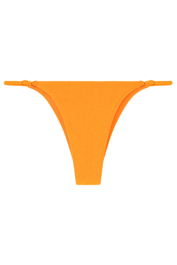 Womensecret Panty de bikini brasileña con purpurina naranja naranja