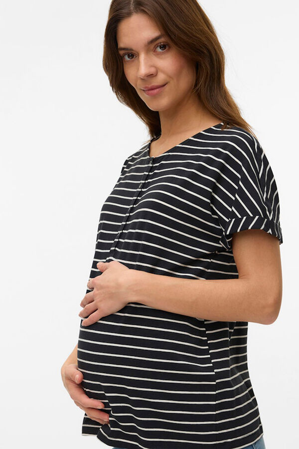 Mamalicious Top de manga corta maternity y lactancia negro