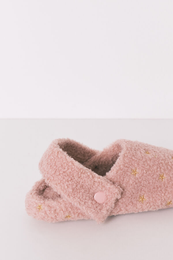 Women'secret Pantuflas para casa de borrego con purpurina rosa rosa