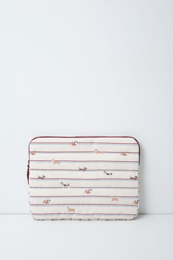 Women'secret Funda para laptop acolchada de perros blanco