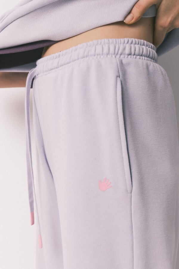 HI&BYE Pantal&oacute;n largo flare de felpa lila azul