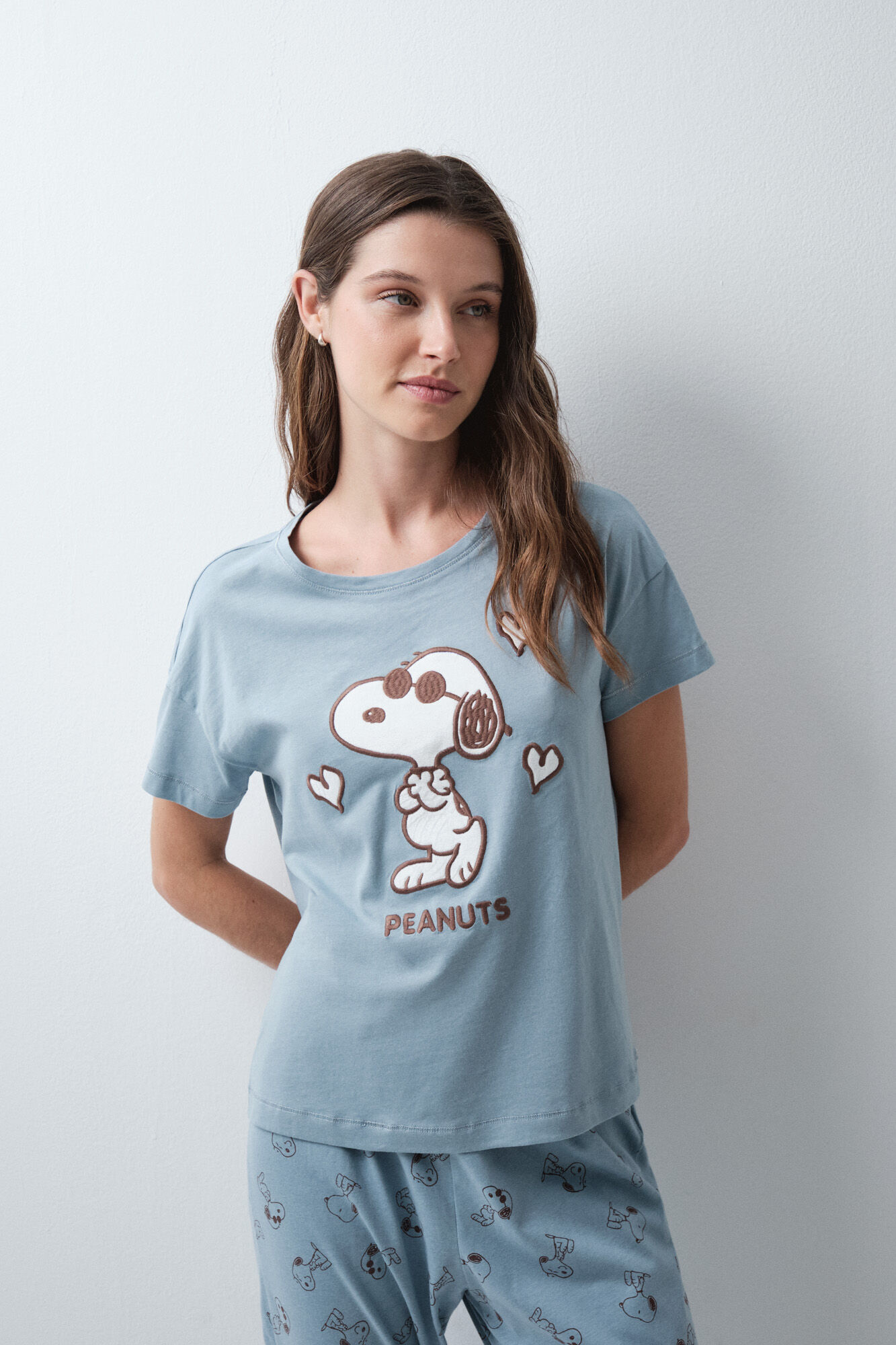 Women'secret Pijama larga manga corta Snoopy 3D