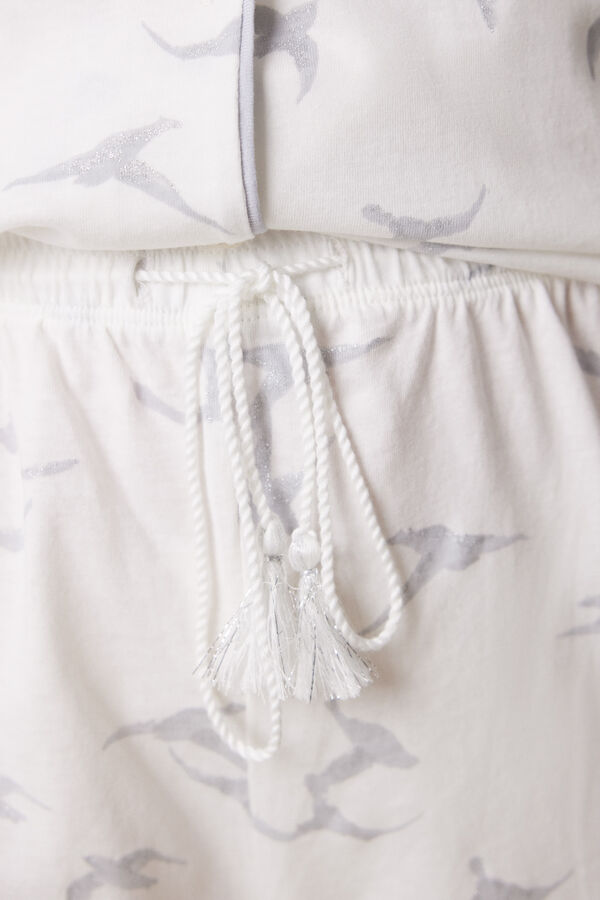 Womensecret Pijama camisera 100% algodón pájaros blanco