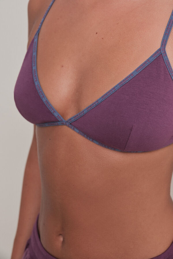 HI&BYE Brasier triangular de algodón burdeos con copas extraíbles púrpura