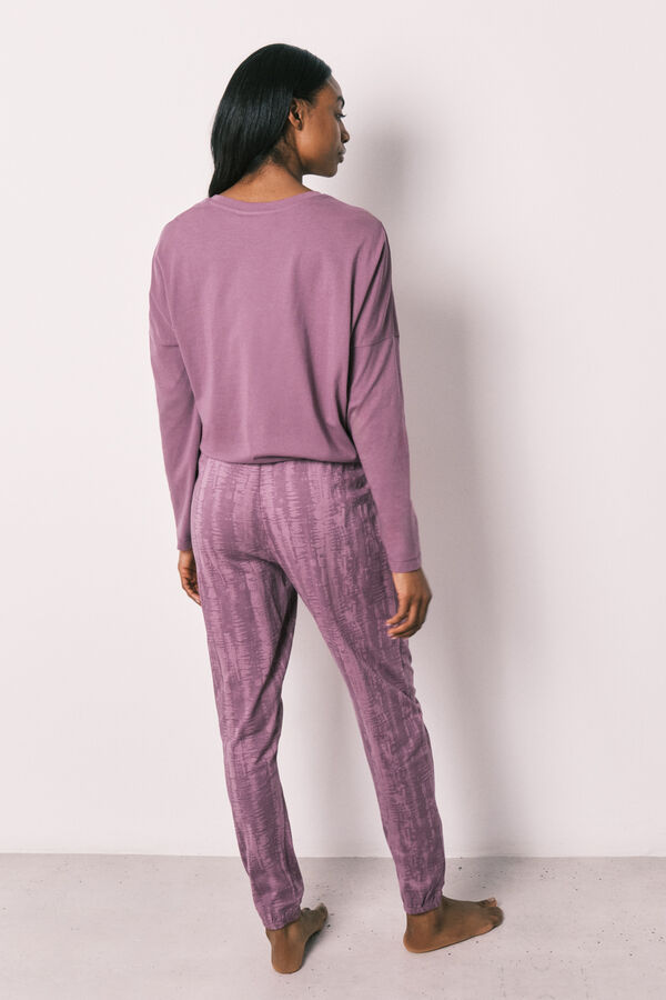 Women'secret Pijama larga de algod&oacute;n morada Snoopy morado/lila