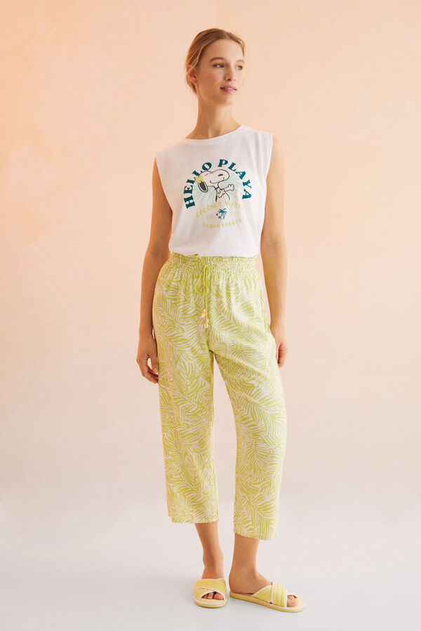 Womensecret Pantalón largo Capri estampado limón estampado