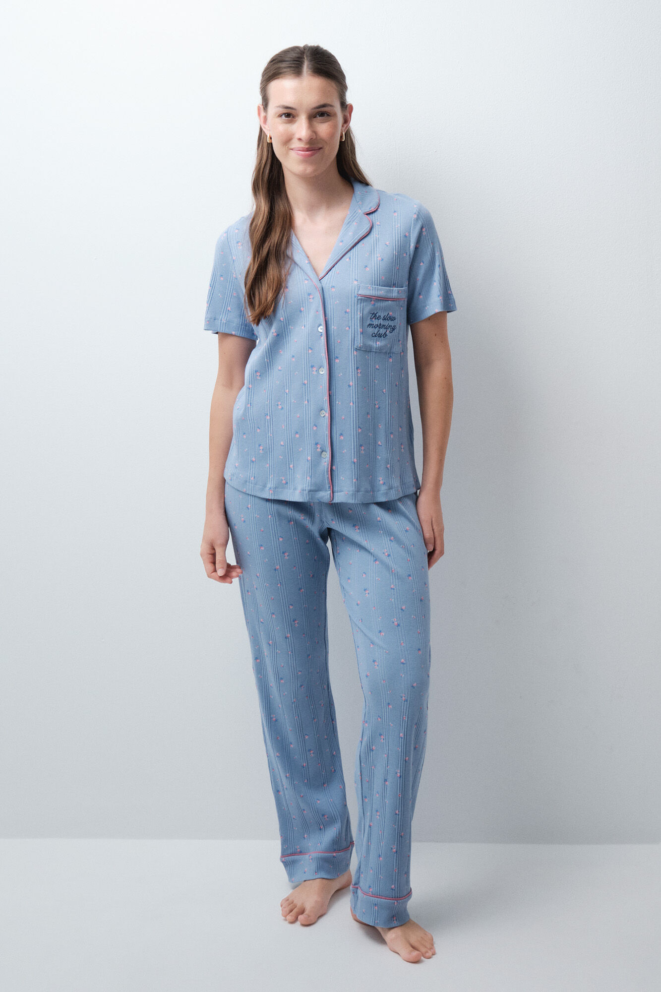 Women'secret Pijama larga camisera de manga corta multiflores