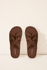 Womensecret Sandalias marrones tiras cruzadas café