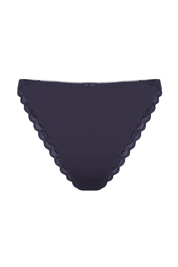 Womensecret Tanga microfibra encaje gris gris