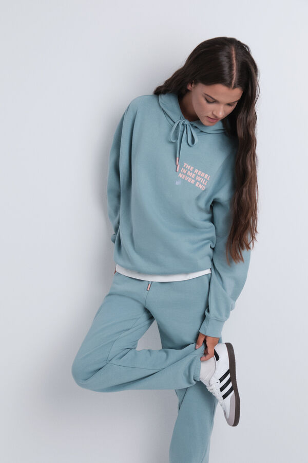 HI&BYE Pantalón jogger de felpa de algodón verde verde