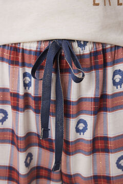 Womensecret Pijama larga 100% algodón cuadros Snoopy café