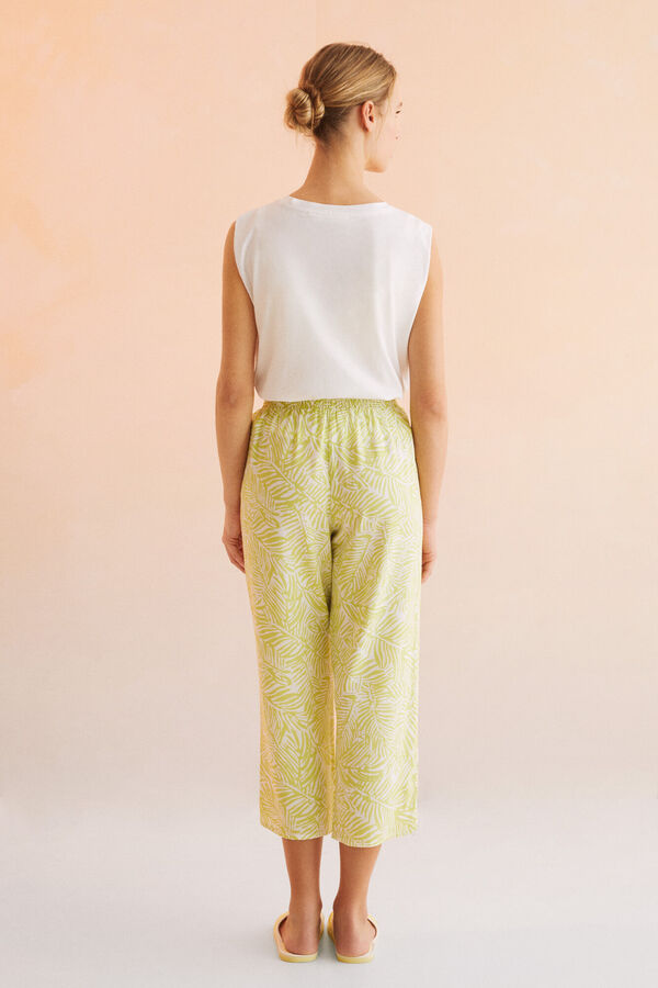 Womensecret Pantalón largo Capri estampado limón estampado