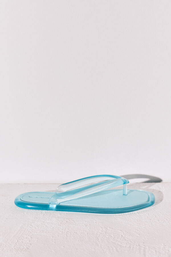 Women'secret Chanclas de dedo efecto trasl&uacute;cido azul verde