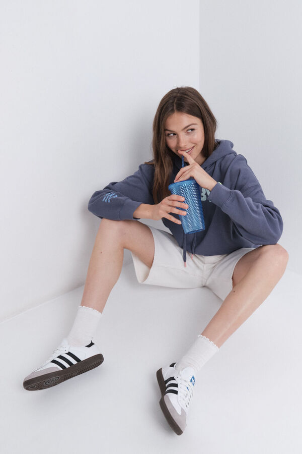 HI&BYE Sudadera con capucha de felpa azul  azul