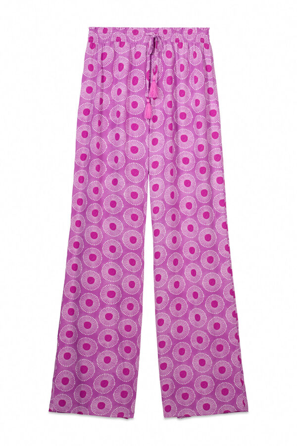 Womensecret Pantalón largo de viscosa con estampado geométrico estampado