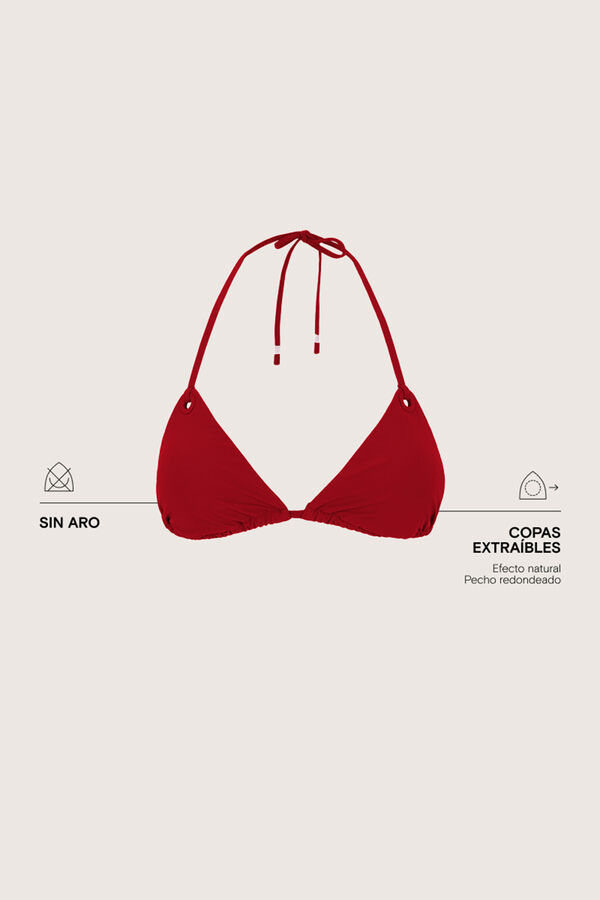 Womensecret Top de bikini triangular con cortina roja rojo