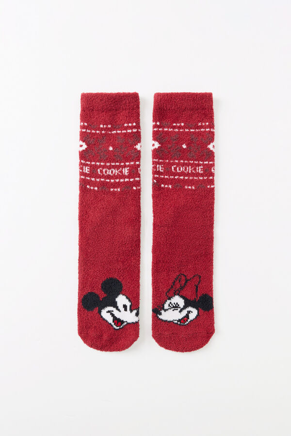 Womensecret Calcetines tricot rojo Mickey y Minnie beige