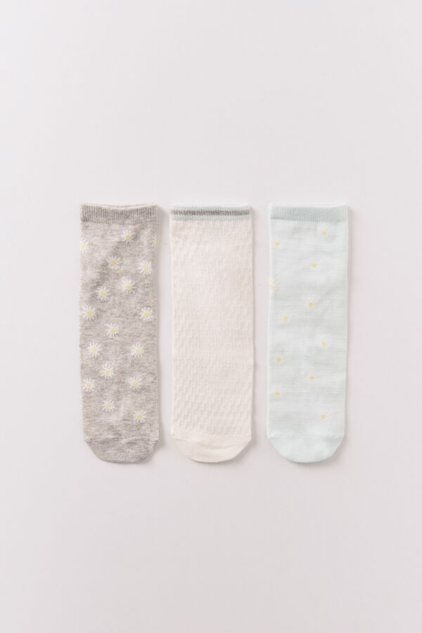 Women'secret Pack 3 calcetines cortos estampado de flores estampado