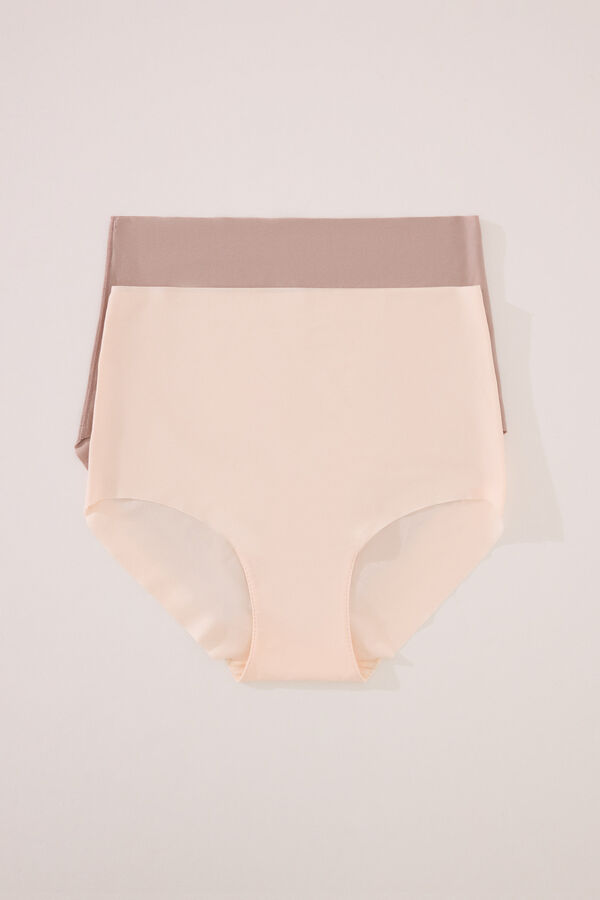 Womensecret Pack de 2 panties de microfibra de cintura alta  blanco