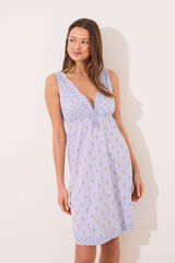 Womensecret Camisón corto 100% algodón flores azules estampado