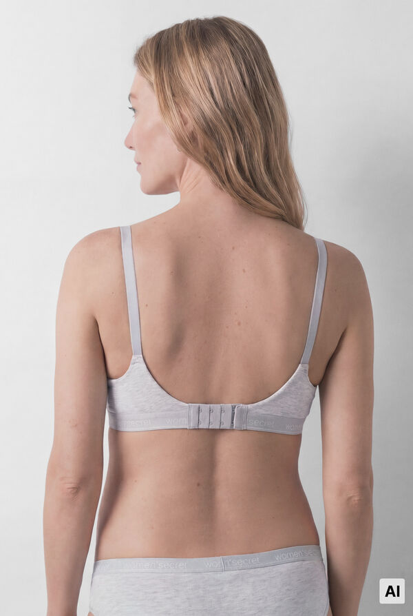 Women'secret Brasier maternity de algod&oacute;n acanalado gris gris