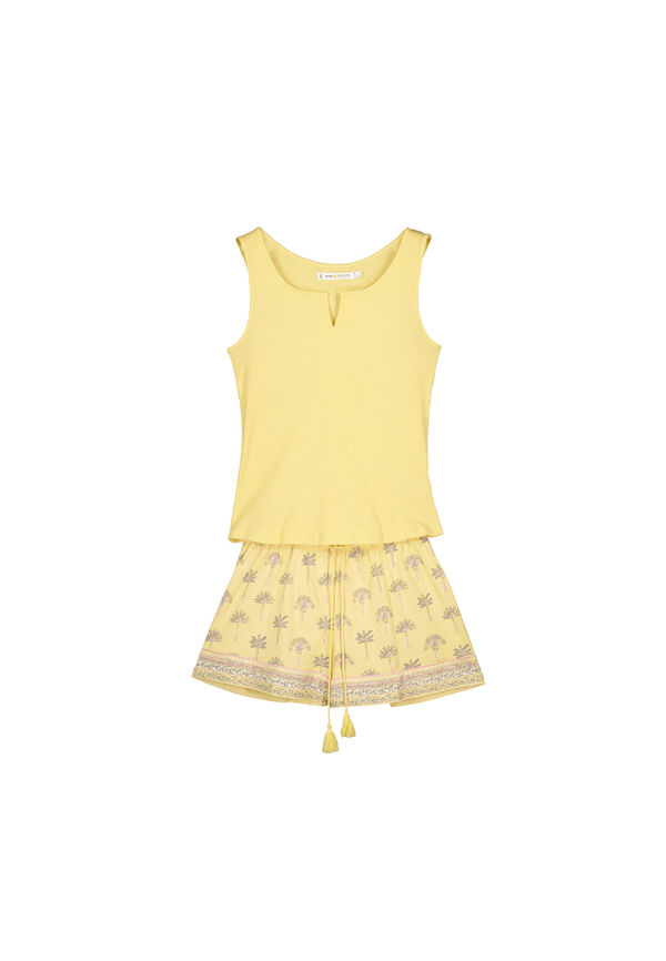 Womensecret Pijama corta 100% algodón tirante ancho amarillo amarillo