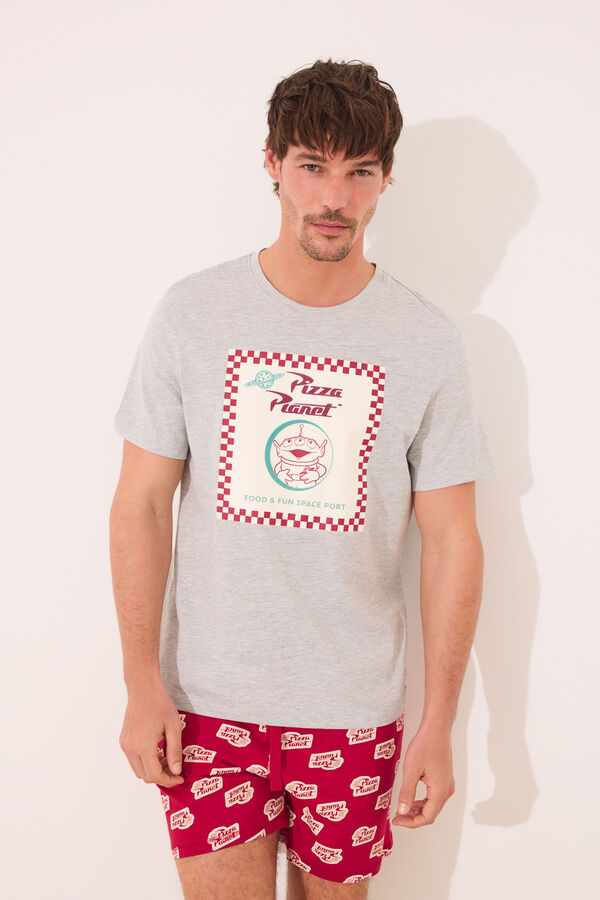 Womensecret Pijama corta hombre 100% algodón Pizza Planet rojo