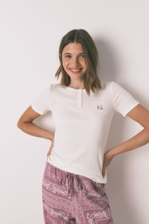 Womensecret Pijama larga con estampado de flores  gris
