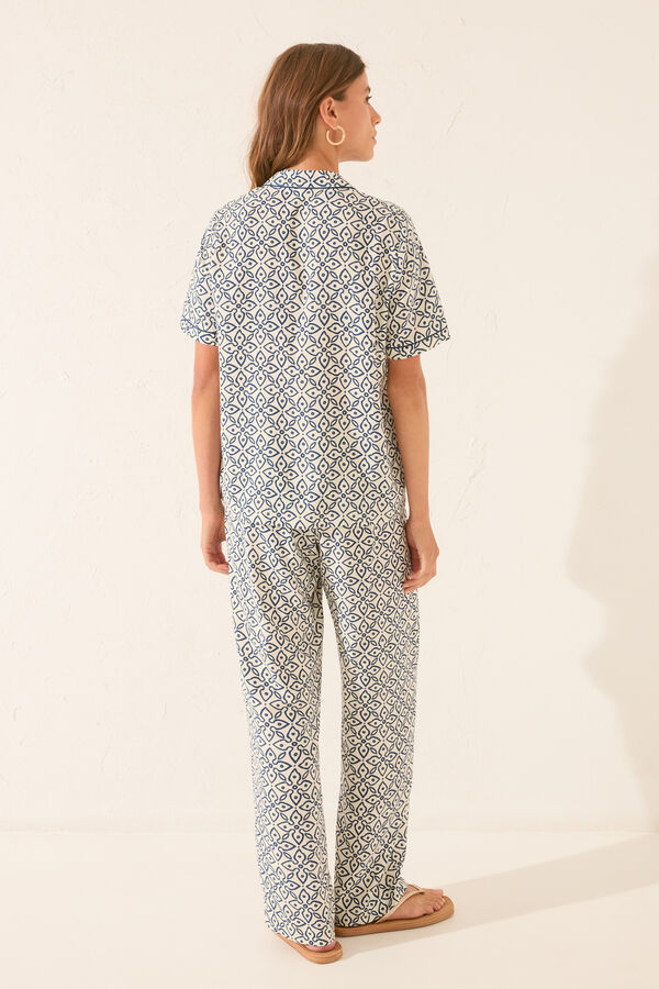 Womensecret Pijama camisera con estampado de sellos estampado