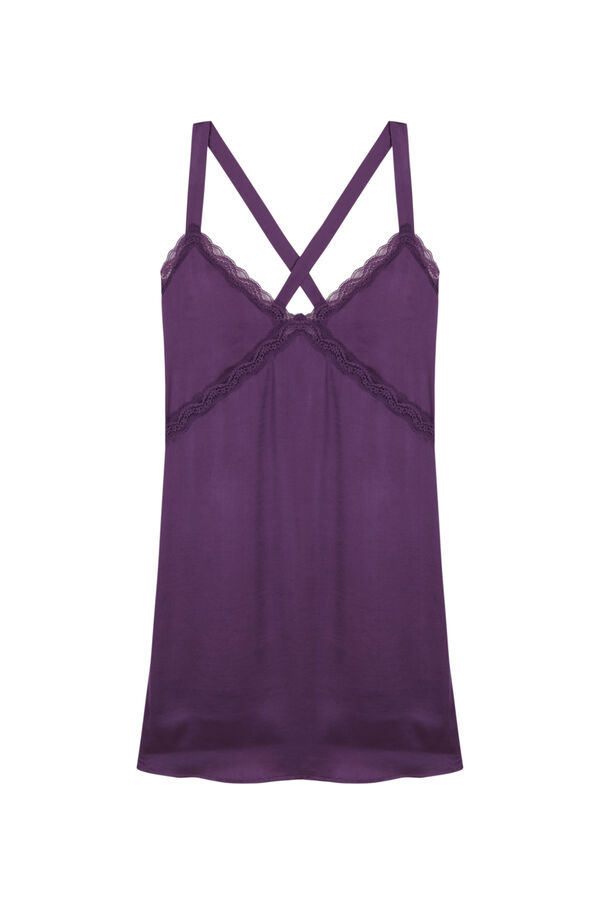 Womensecret Camisón corto satín encaje morado morado/lila