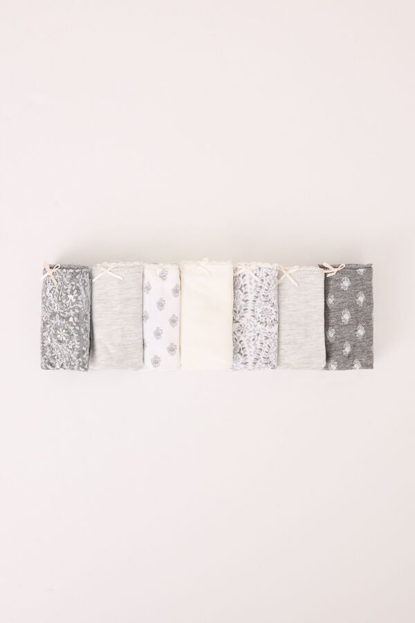 Womensecret Pack de 7 panties clásica de algodón multicolor estampado